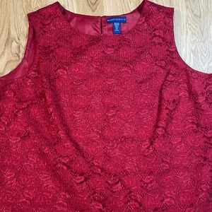 Karen Scott II Red Floral Lace top size 2X sleeveless